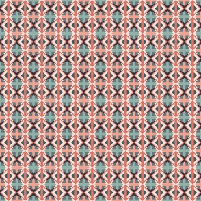 Oval crosses geometric- teal and coral small scale