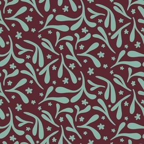 Blue & Burgundy Red Flower Pattern