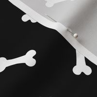 Cute White 3D  Cartoon Dog Bones On Black Background