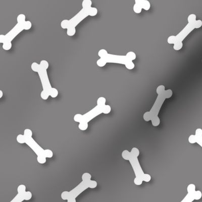 Cute White 3D  Cartoon Dog Bones On Pewter Background