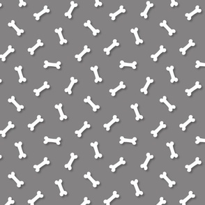 Cute White 3D  Cartoon Dog Bones On Pewter Background