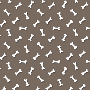 Cute White 3D  Cartoon Dog Bones On Bark Background