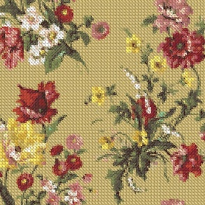The Cross Stitch , Faux Texture, floral  large