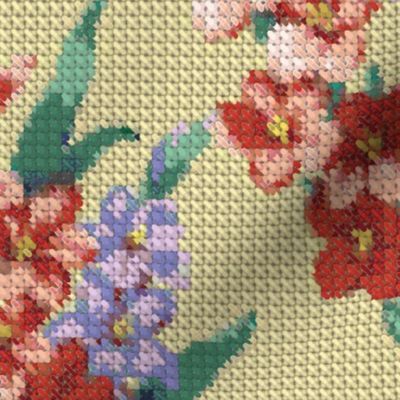 The Cross Stitch , Faux Texture , floral large