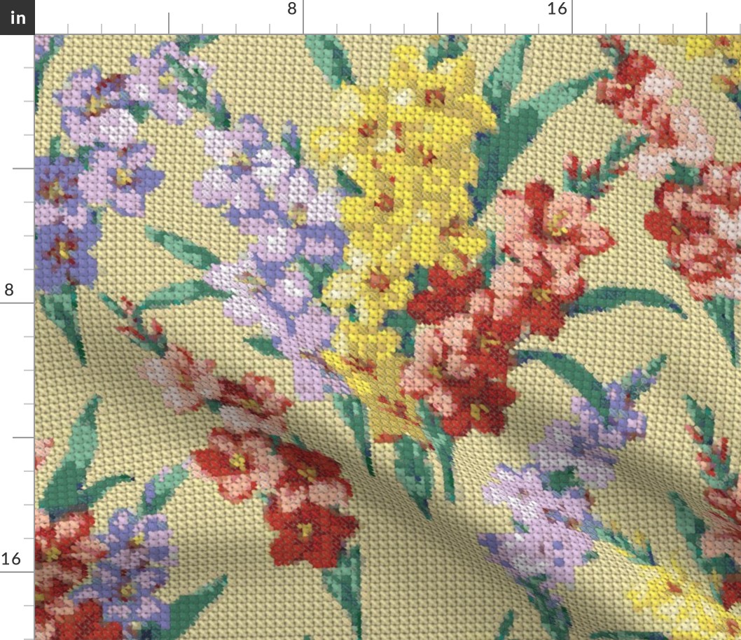 The Cross Stitch , Faux Texture , floral large