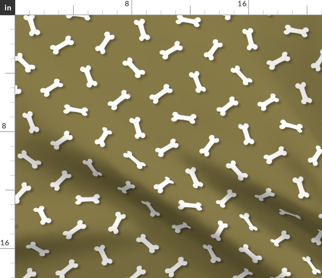 Cute White 3D  Cartoon Dog Bones On Moss Background