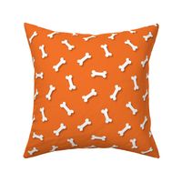 Cute White 3D  Cartoon Dog Bones On Carrot Background