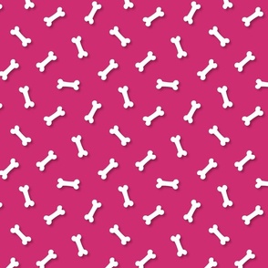 Cute White 3D  Cartoon Dog Bones On Bubble Gum Background