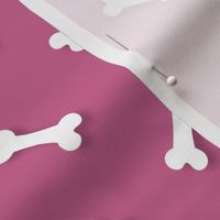 Cute White 3D  Cartoon Dog Bones On Peony Background