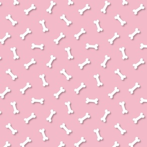 Cute White 3D  Cartoon Dog Bones On Cotton Candy Background