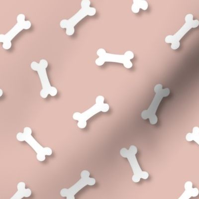 Cute White 3D  Cartoon Dog Bones On Blush Background