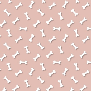 Cute White 3D  Cartoon Dog Bones On Blush Background
