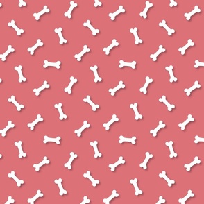 Cute White 3D  Cartoon Dog Bones On Watermelon Background