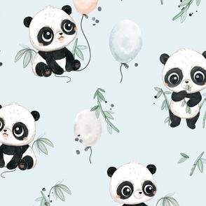 Baby Panda - blue - wallpaper