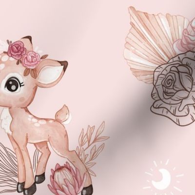 Boho Deer Melody - rose - WALLPAPER