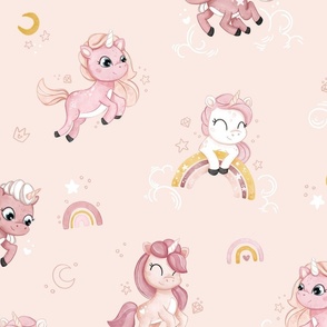 Unicorns Melody - peach - wallpaper