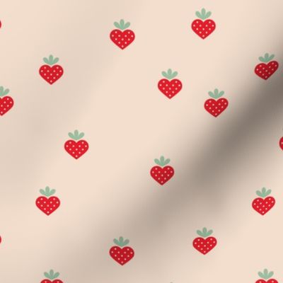 Love Strawberry - Valentine Fruit garden retro style red mint on sand 