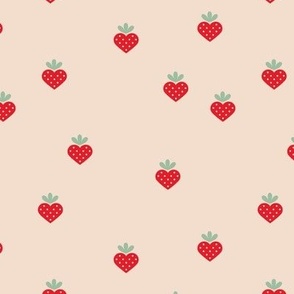 Love Strawberry - Valentine Fruit garden retro style red mint on sand 