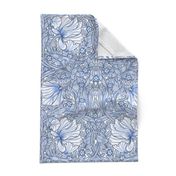 Pimpernel - LARGE - historic Antiqued damask by William Morris - blue white adaption