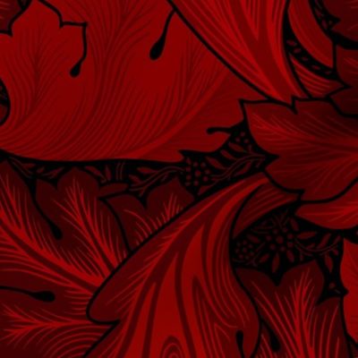 Acanthus mystic red - LARGE - historic antiqued damask by William Morris