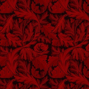 Acanthus mystic red - SMALL - historic antiqued damask by William Morris