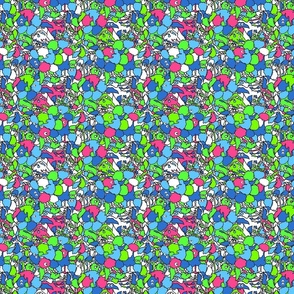 Googley eyed flowers in lime, blue & hot pink