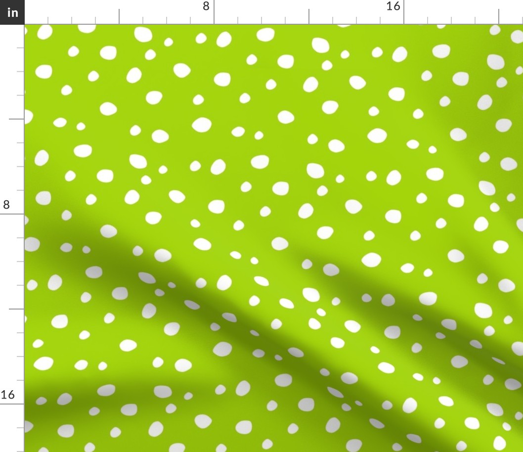 Medium Scale White Dots on Lime