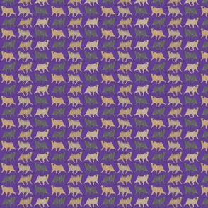 Small Trotting Pugs border - purple