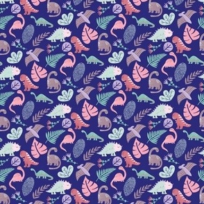 Pink and Green Dinosaurs in a Ditsy Print