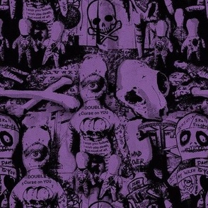 Voodoo Doll Quilt Halloween Purple Black Bones Skull Hex Spell Witchy Decor Gothic 