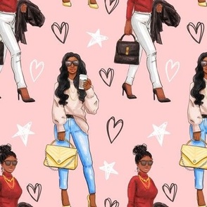 Black women fashion girls blush pink