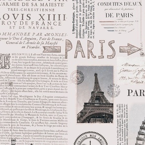 Vintage Paris Nostalgia Collage Beige Grey