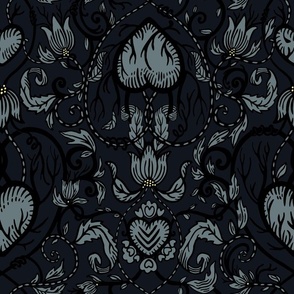 Valentines black gothic damask (Medium)