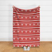 Normal scale // Extra long love // white Valentine's Day fair isle hearts in neon red background