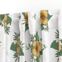 Goldenrod Yellow Hibiscus on White, Tropical Floral Oasis, medium