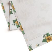Goldenrod Yellow Hibiscus on White, Tropical Floral Oasis, medium