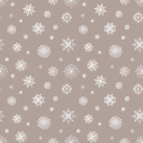 SMALL - Snowflakes on neutral taupe