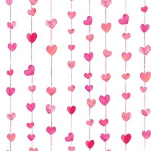 Pink thread, heart and tangle on white background Stock Photo