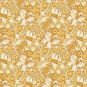 Golden Lily  by William Morris- Medium - Floral Art Noveau Gold Yellow Antiqued  Damask 