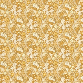 Golden Lily  by William Morris- Small - Floral Art Noveau Gold Yellow Antiqued Damask 