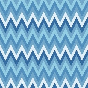 Narrow Chevron, shades of blue. "V" is 1 inch wide