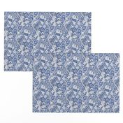 Golden Lily  by William Morris- SMALL - Blue Floral Art Noveau Antiqued Damask 
