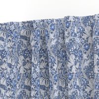 Golden Lily  by William Morris- SMALL - Blue Floral Art Noveau Antiqued Damask 