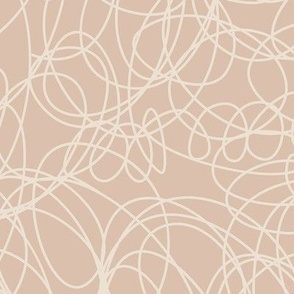 Abstract squiggle scribble, cream white on beige