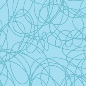 Abstract squiggle scribble, blue on light blue