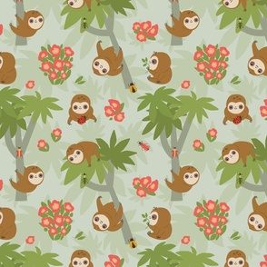 Little sloth seamless pattern.