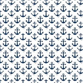 Small Nautical Blue Sailing Boat Anchors on White