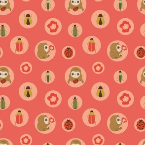 Animals on pink background