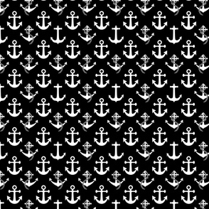 Small Black and White Nautical Anchor Pattern