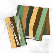 Goldenrod, Sepia, Chocolate, Celadon Green, and Dark Goldenrod Stripes, Tropical Floral Oasis, medium